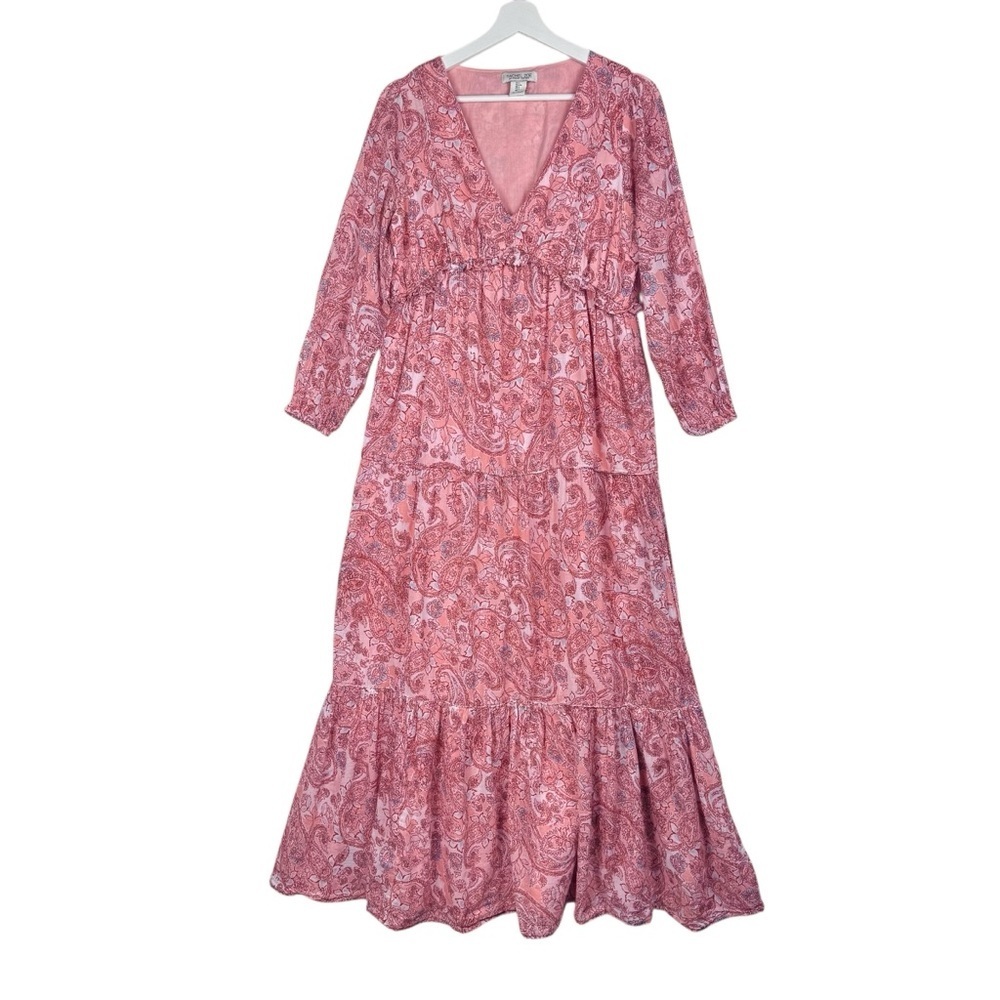 Rachel Zoe paisley tiered maxi dress 100% cotton size Small V-neck